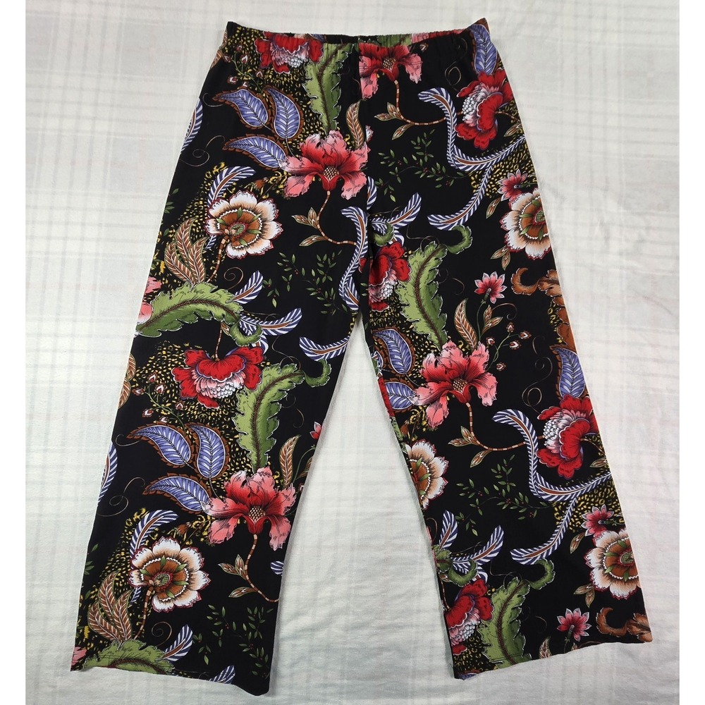 The Pyramid Collection Palazzo Pants Dark Romantic Floral Gypsy Boho L